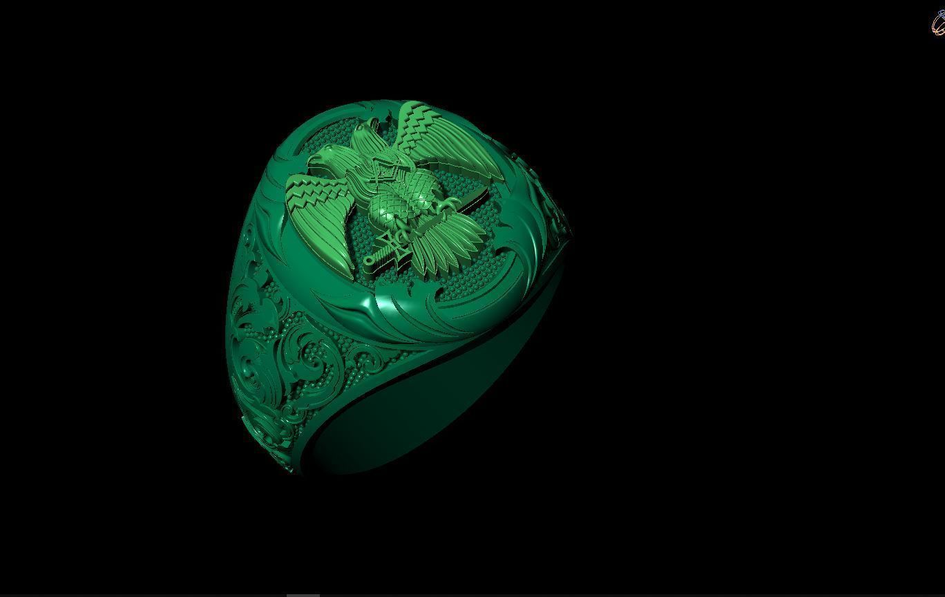 Male USA Eagle ring 3D print model 3D print model_9