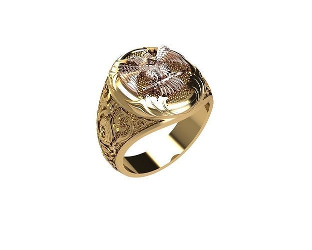 Male USA Eagle ring 3D print model 3D print model