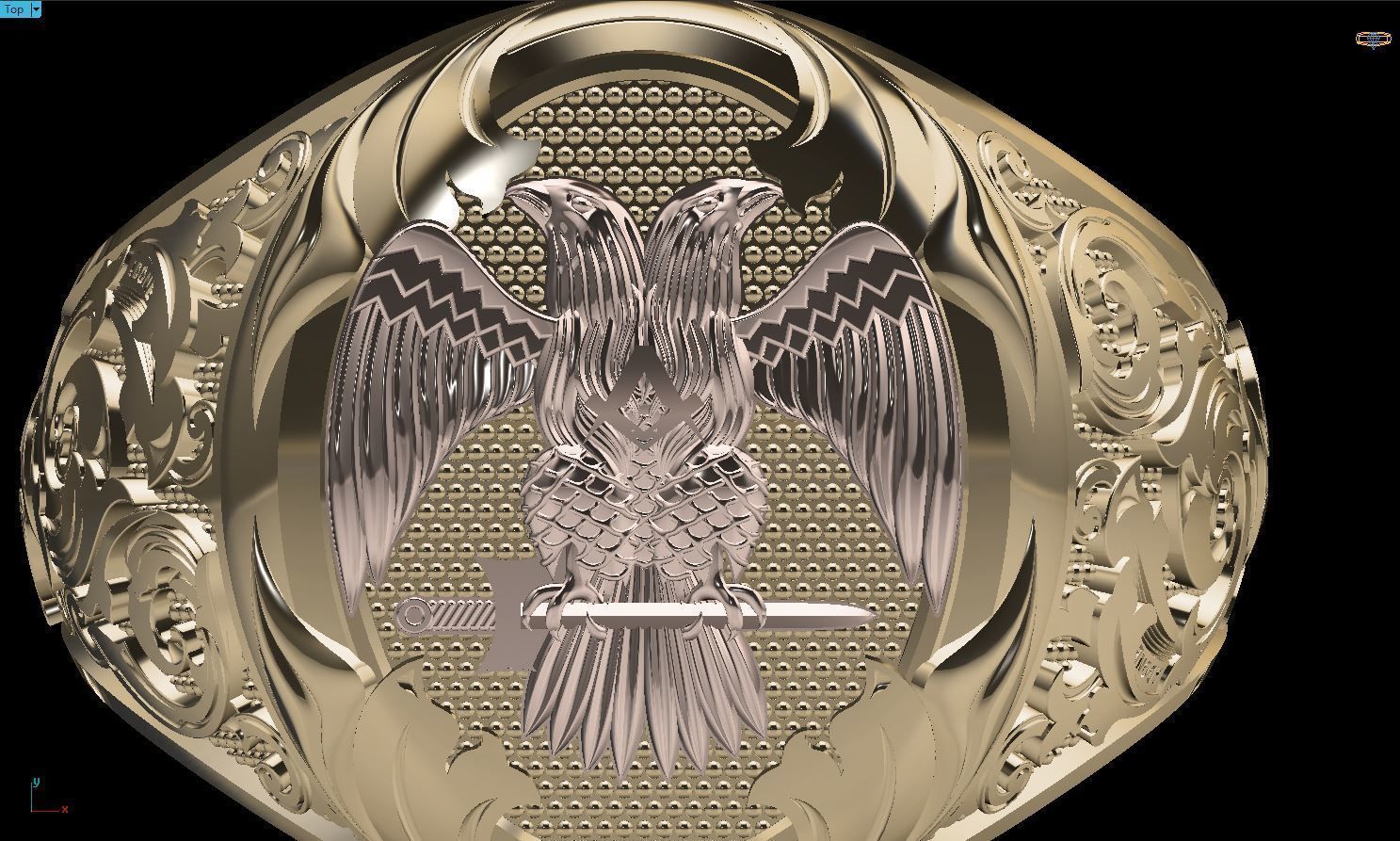 Male USA Eagle ring 3D print model 3D print model_8