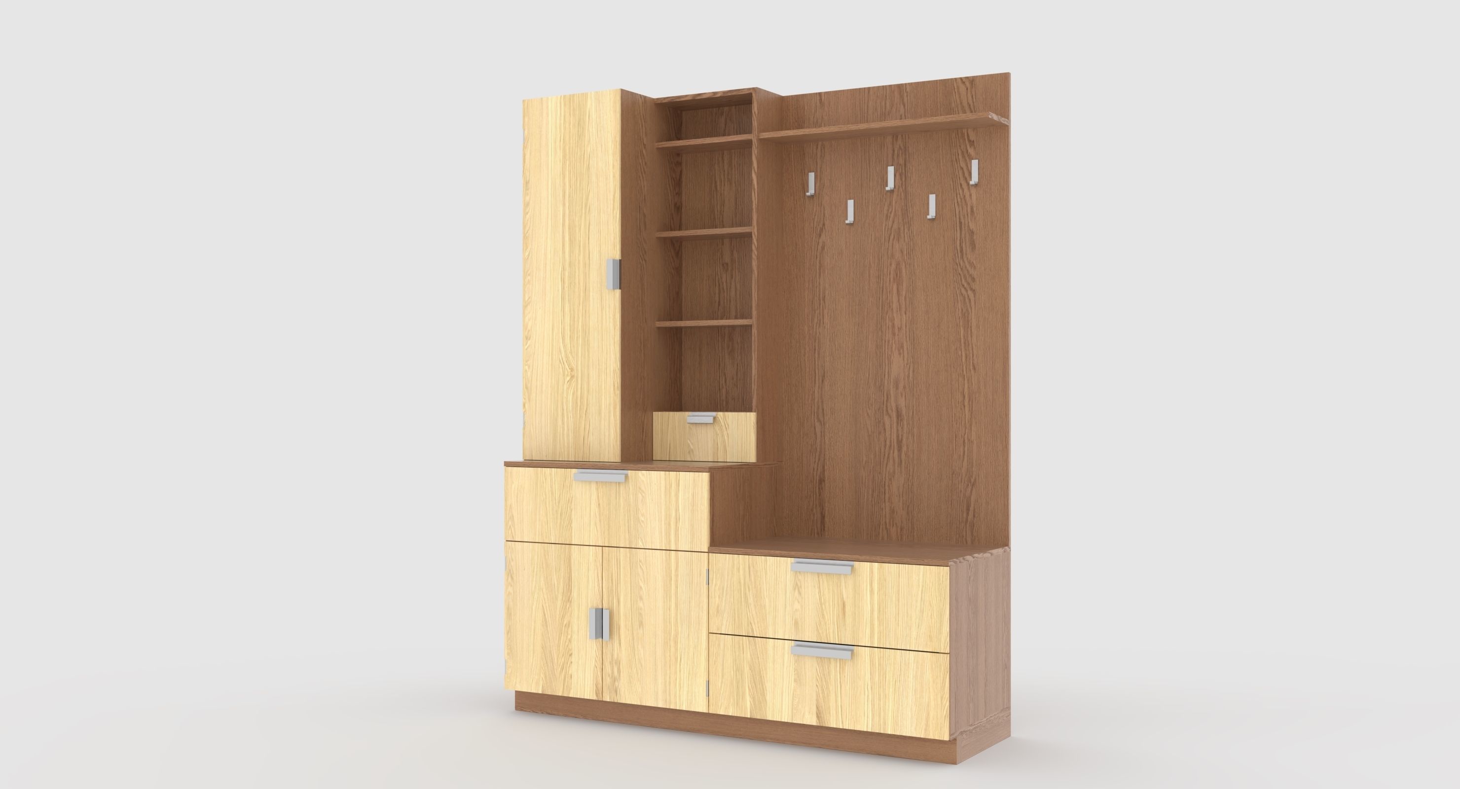 hallway 9 wooden cabinet with drawers and shelves 3D model_5