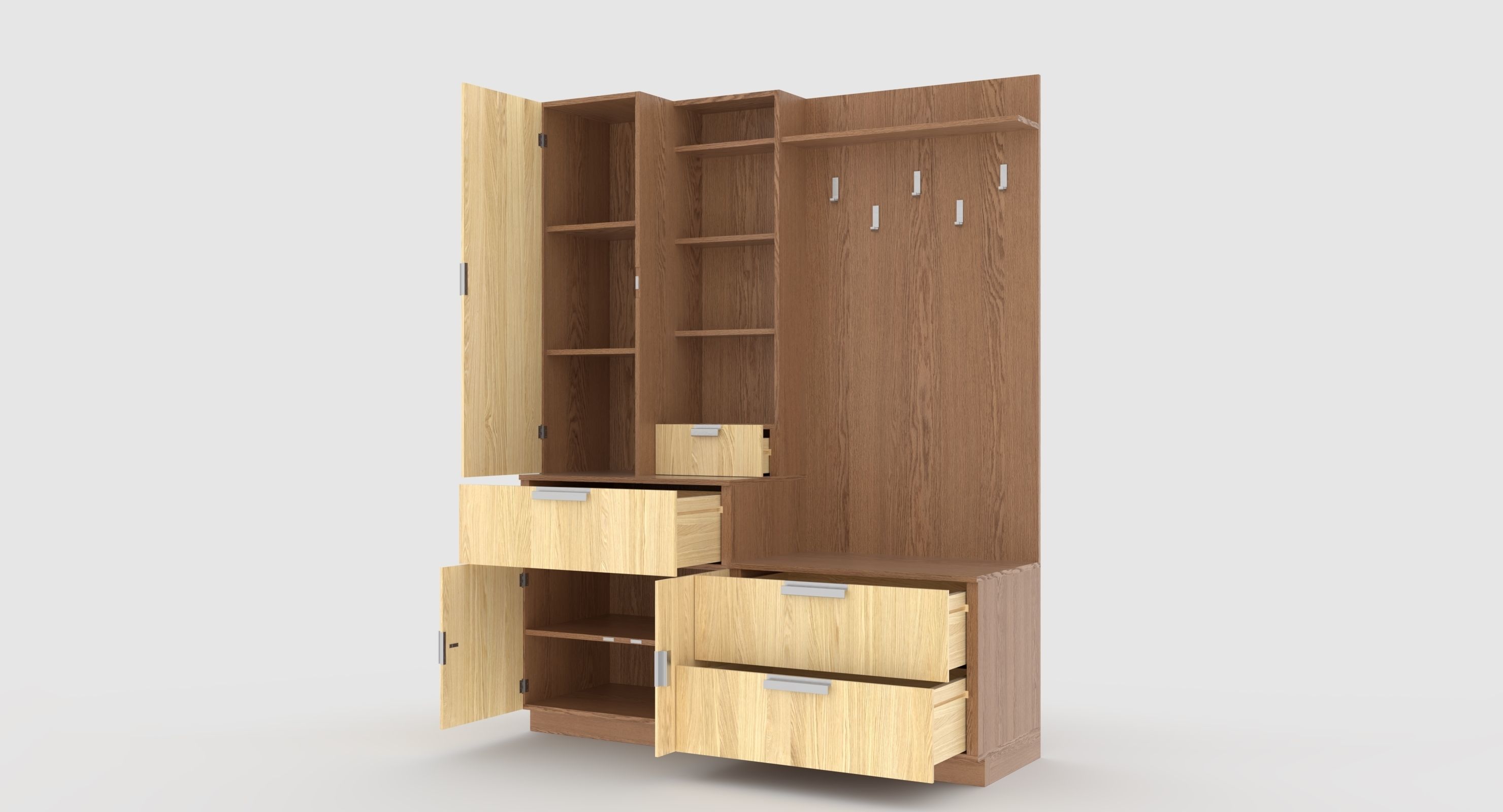 hallway 9 wooden cabinet with drawers and shelves 3D model_4