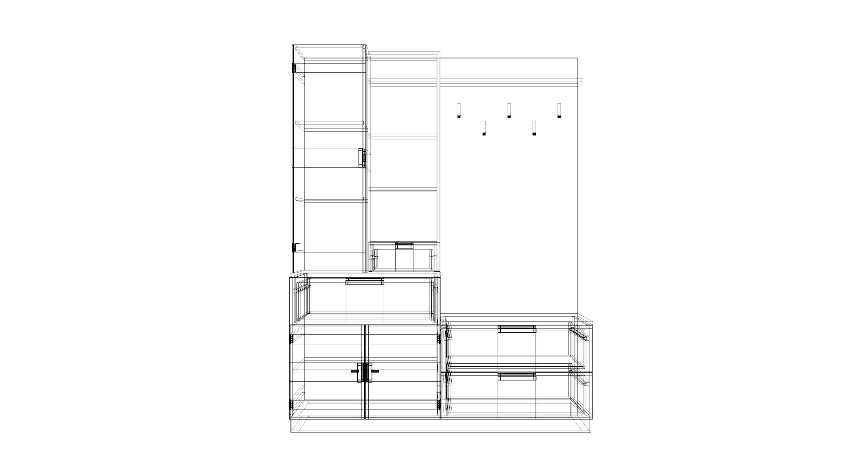 hallway 9 wooden cabinet with drawers and shelves 3D model_7