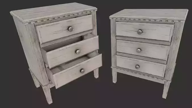 Old Wooden Dresser Cabinet PBR Low-poly 3D model