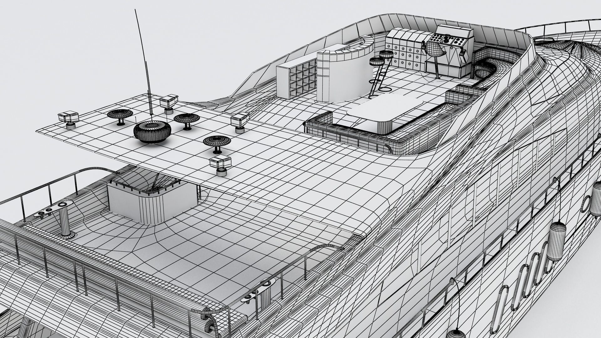 Large yacht 3D model_4