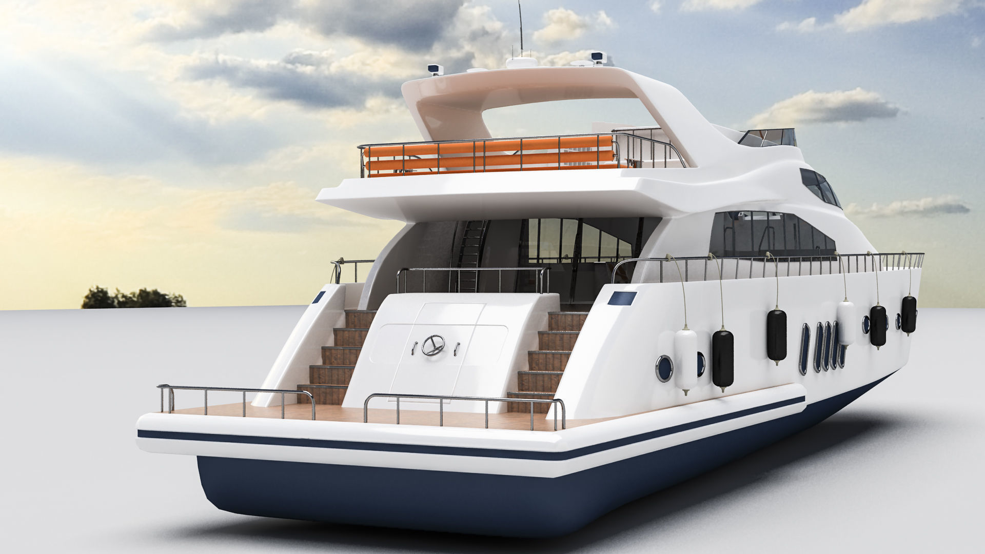 Large yacht 3D model_2