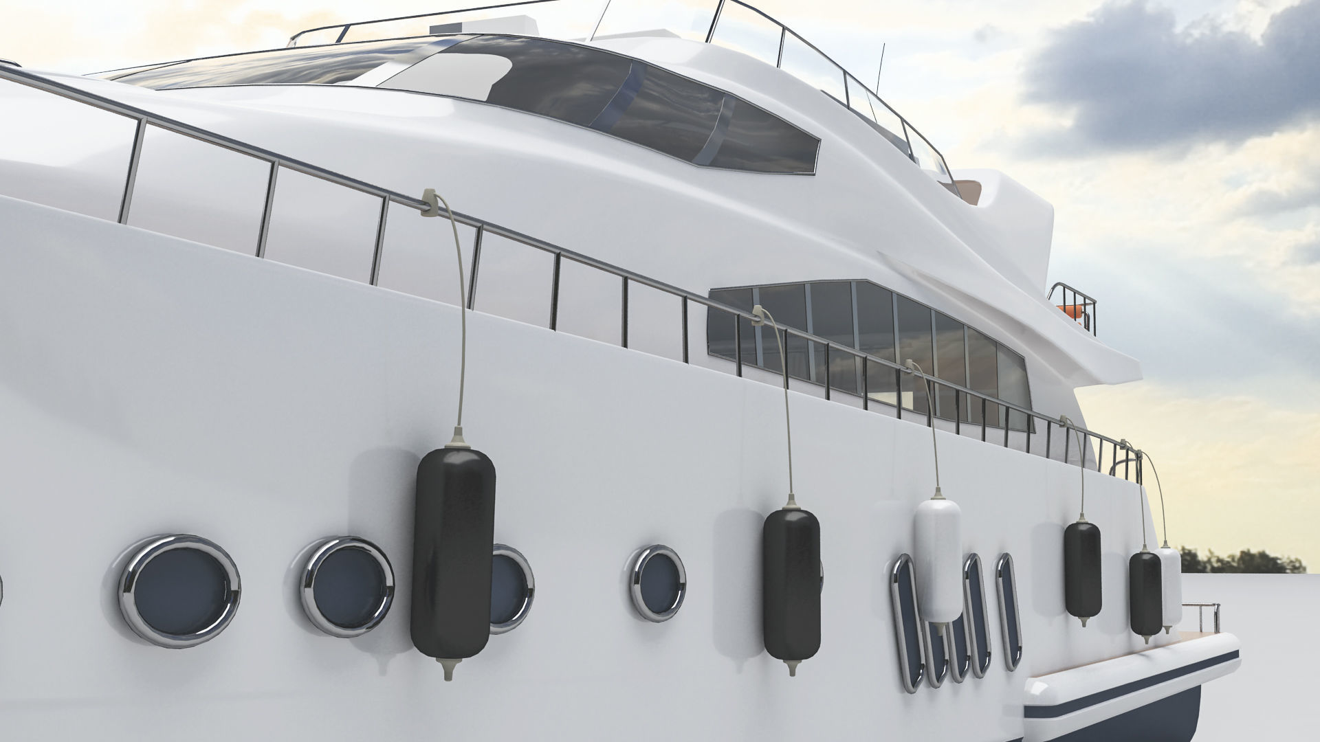 Large yacht 3D model_1