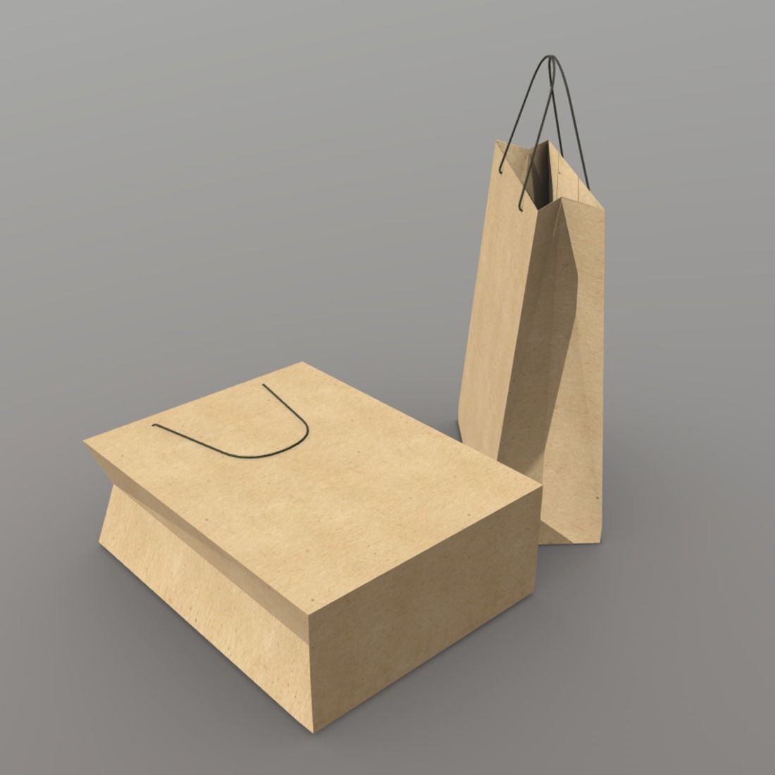 Paper Bag Low-poly 3D model_2