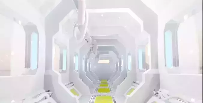 Modular 3D model Futuristic Sci Fi Corridor