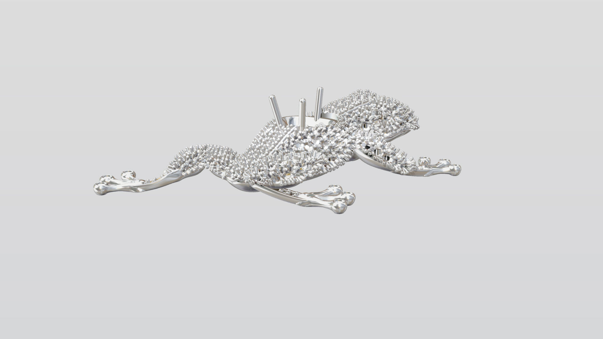 Jewel Frog Sculpture Diamond Sapphire Emerald stones cut round 3D print model_4