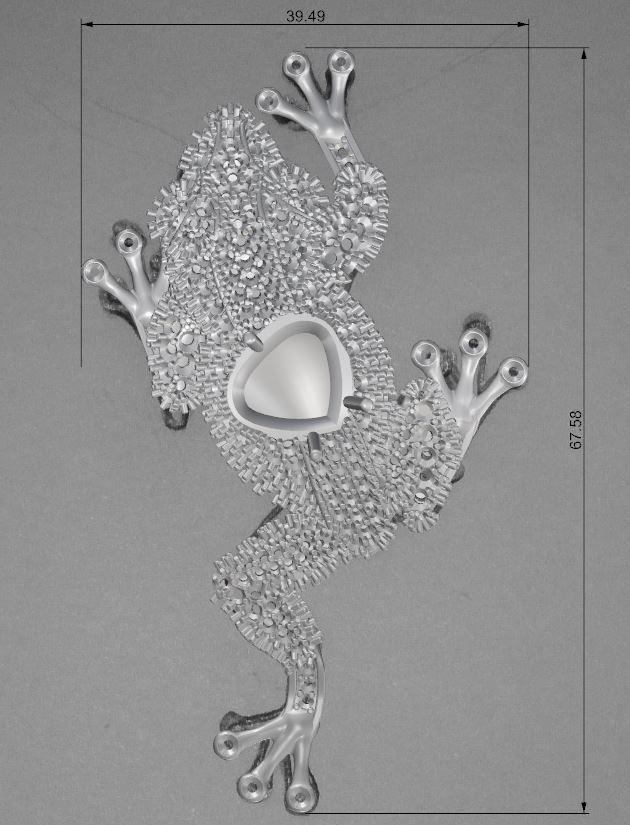 Jewel Frog Sculpture Diamond Sapphire Emerald stones cut round 3D print model_24