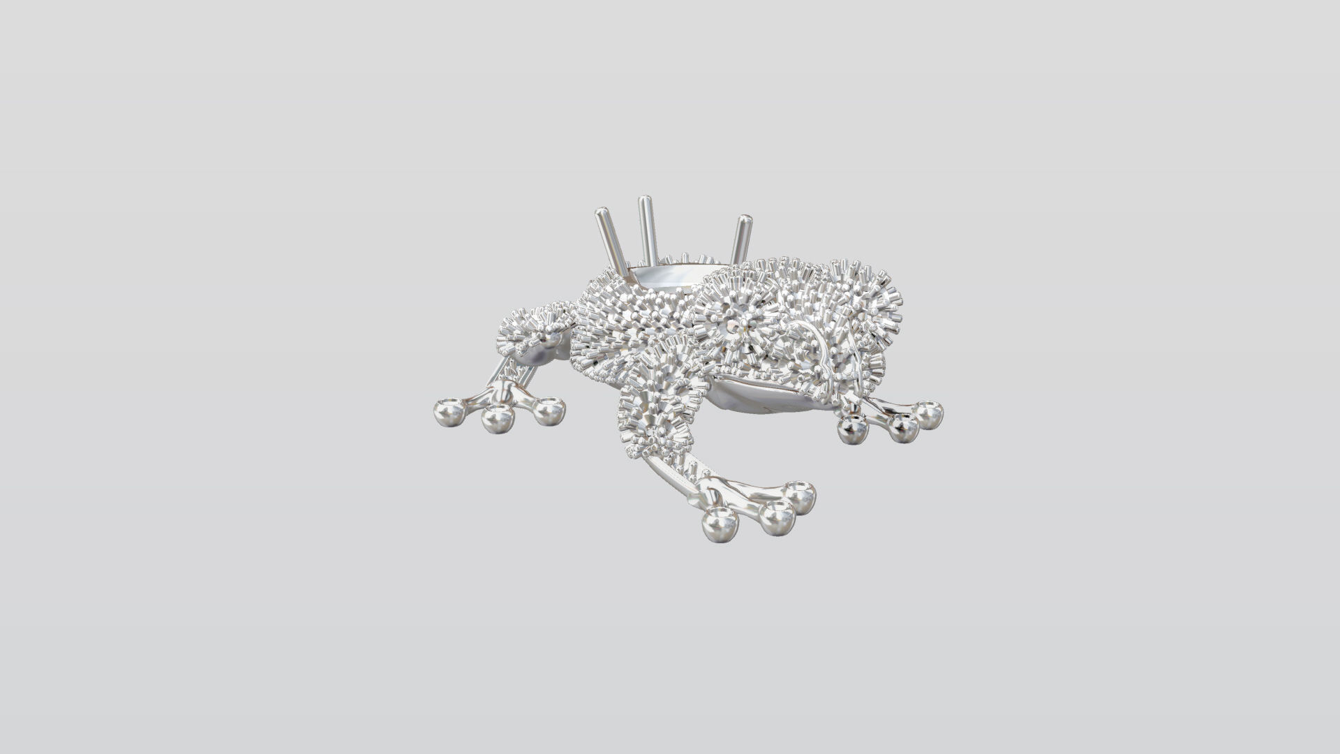 Jewel Frog Sculpture Diamond Sapphire Emerald stones cut round 3D print model_2