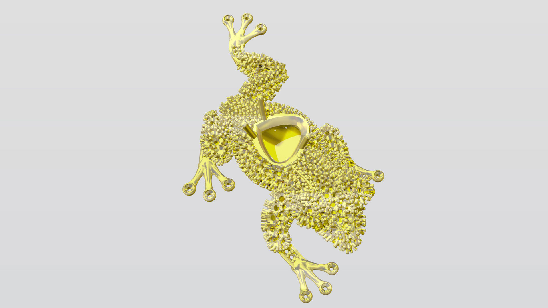 Jewel Frog Sculpture Diamond Sapphire Emerald stones cut round 3D print model_15