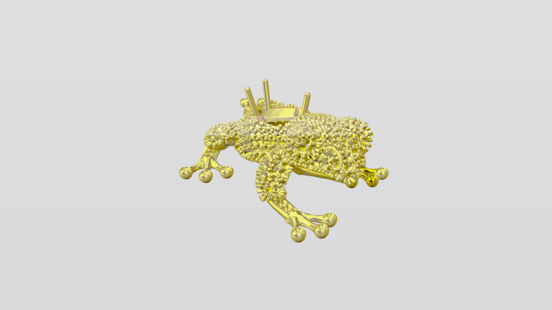 Jewel Frog Sculpture Diamond Sapphire Emerald stones cut round 3D print model_14