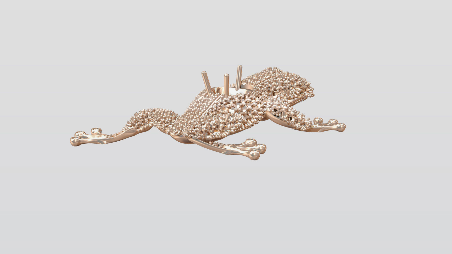 Jewel Frog Sculpture Diamond Sapphire Emerald stones cut round 3D print model_11