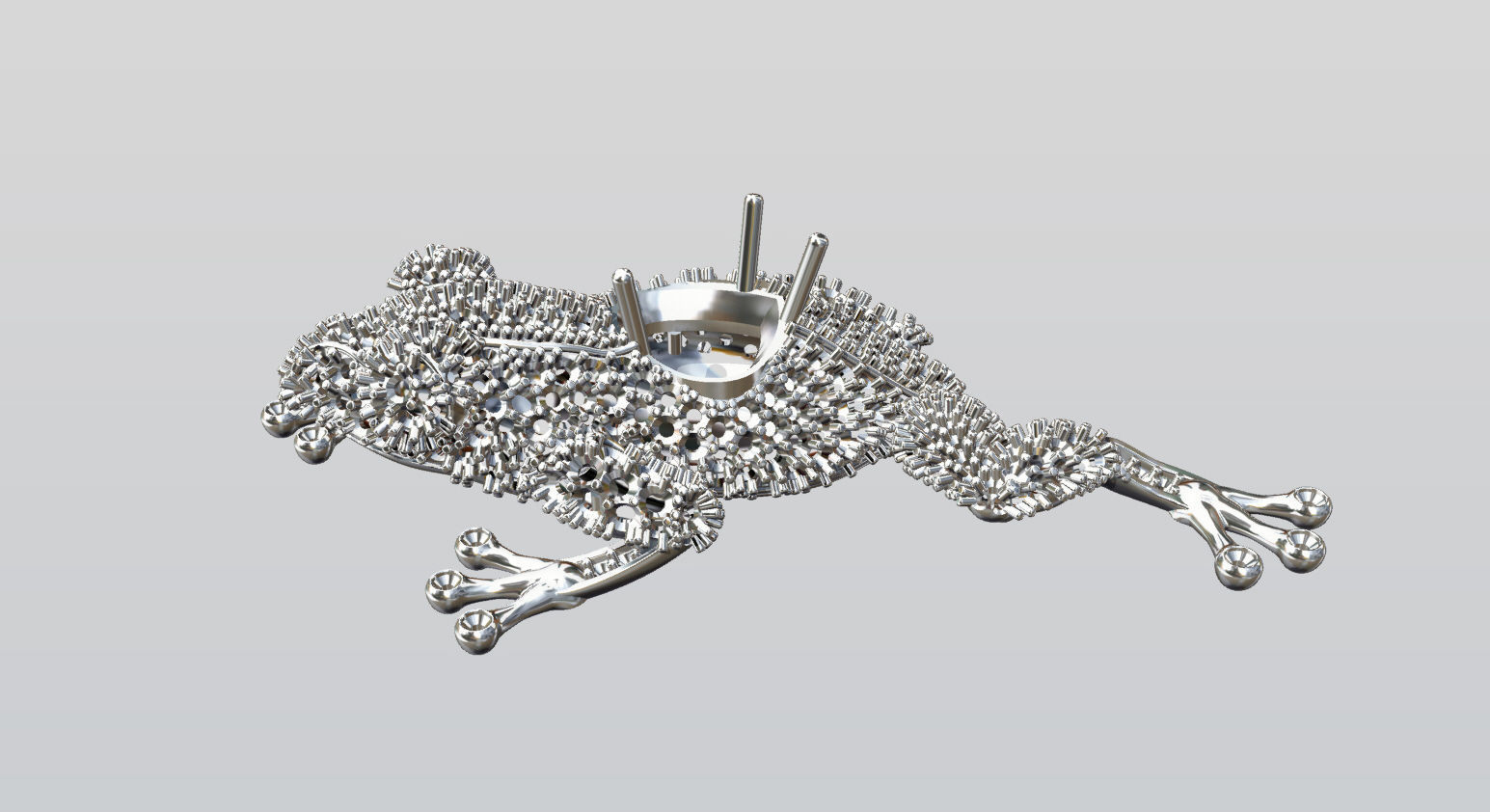 Jewel Frog Sculpture Diamond Sapphire Emerald stones cut round 3D print model_6