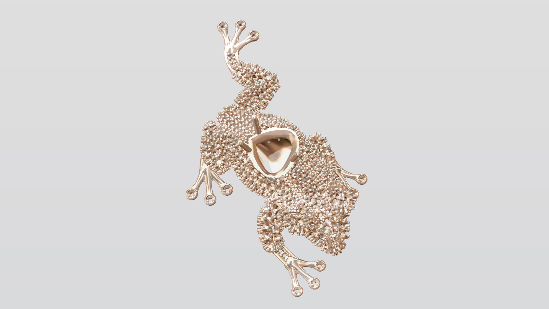 Jewel Frog Sculpture Diamond Sapphire Emerald stones cut round 3D print model_10