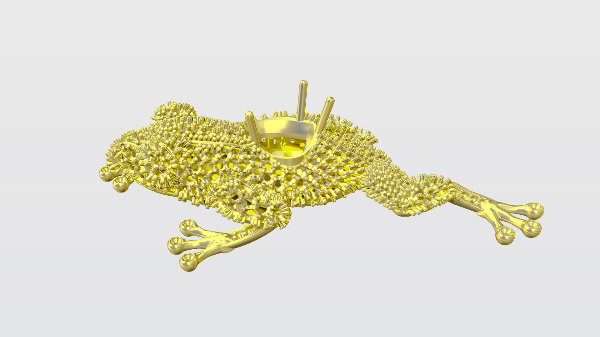 Jewel Frog Sculpture Diamond Sapphire Emerald stones cut round 3D print model_18