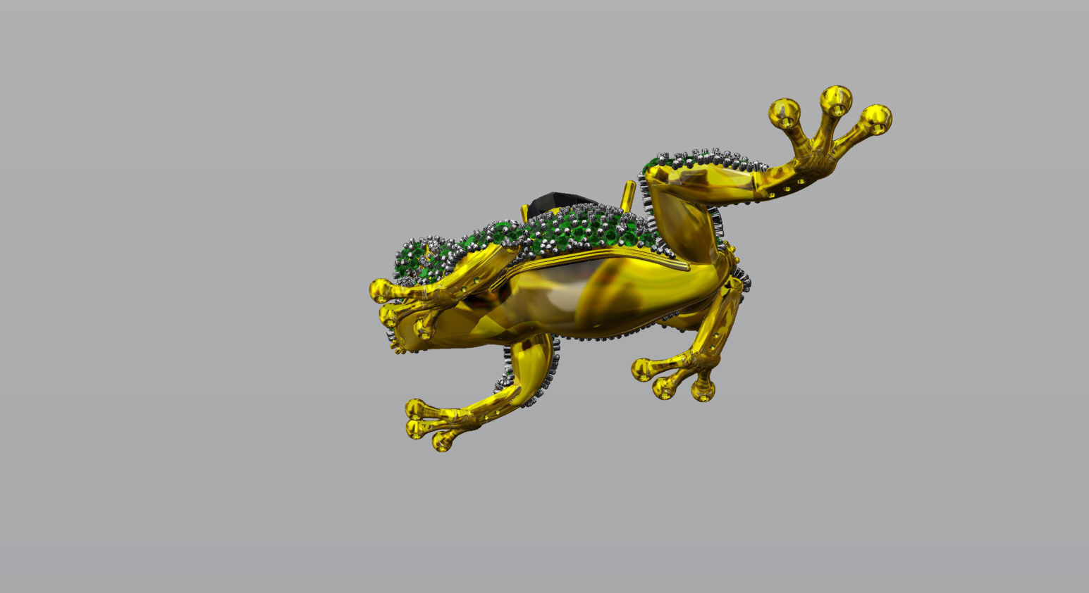 Jewel Frog Sculpture Diamond Sapphire Emerald stones cut round 3D print model_8