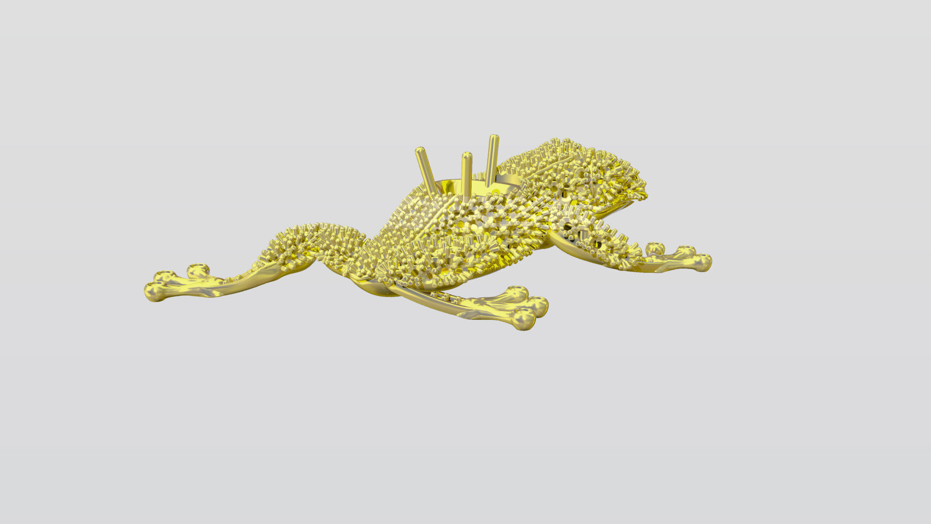 Jewel Frog Sculpture Diamond Sapphire Emerald stones cut round 3D print model_16