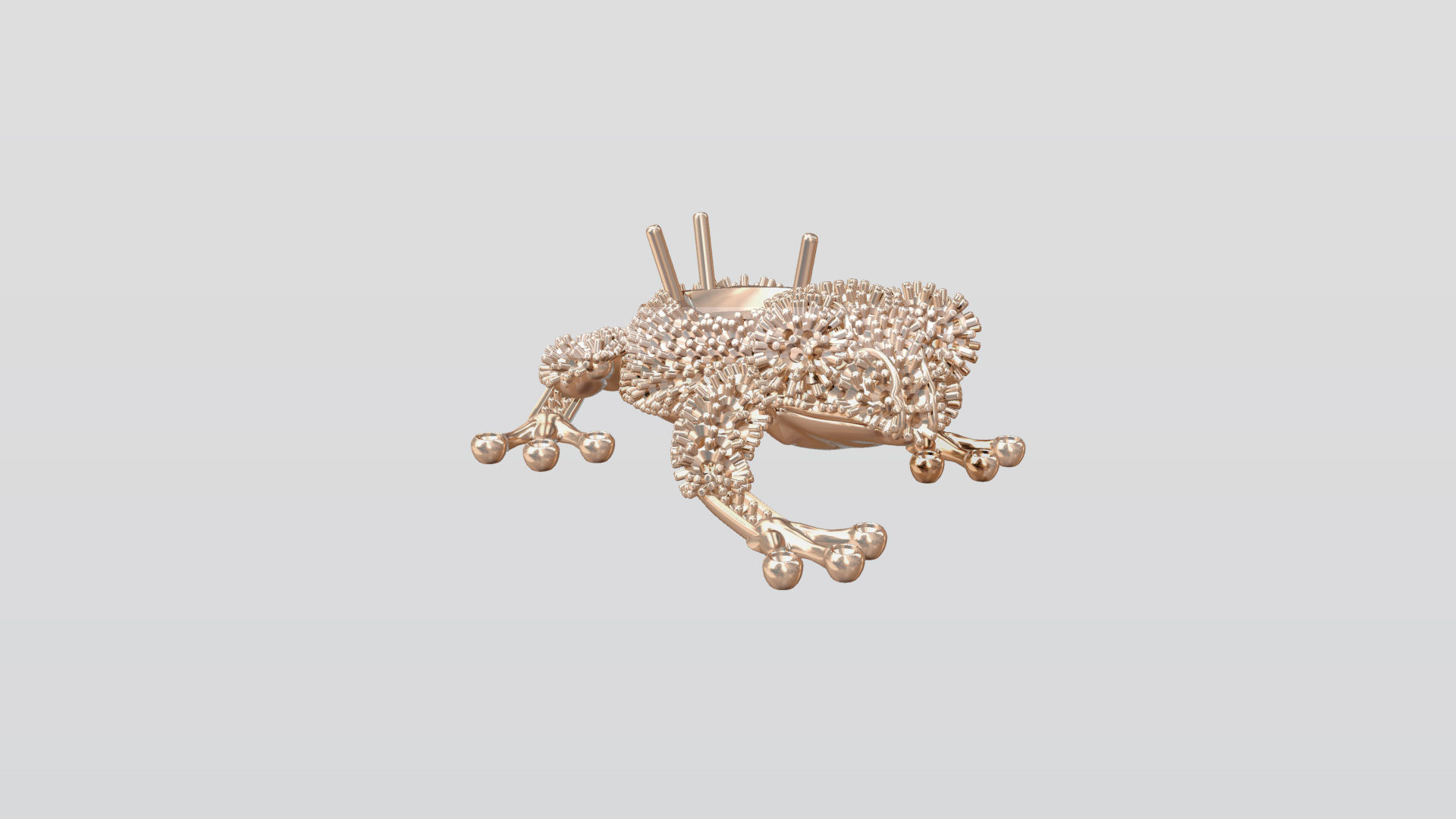 Jewel Frog Sculpture Diamond Sapphire Emerald stones cut round 3D print model_9