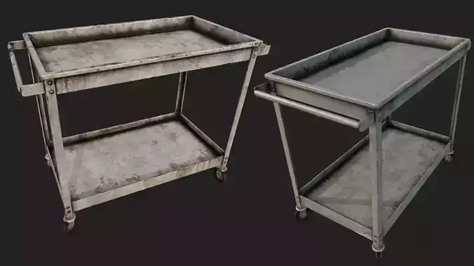 Rusty Push Cart 2 PBR Low-poly 3D model