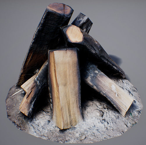 Firewood - Game Ready fire pit made of logs Low-poly 3D model