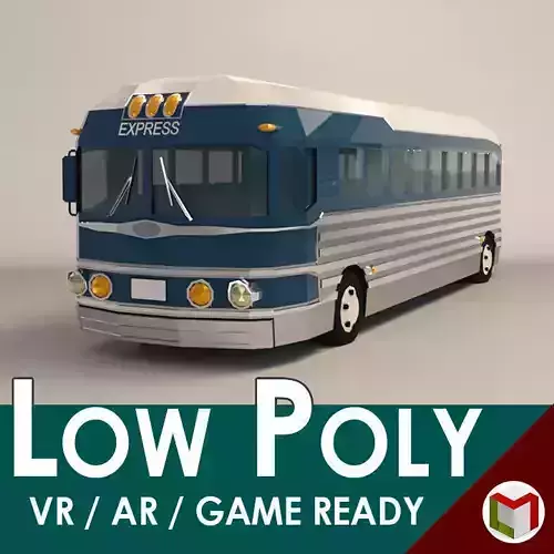 Low Poly Cartoon Intercity Bus Low-poly 3D model