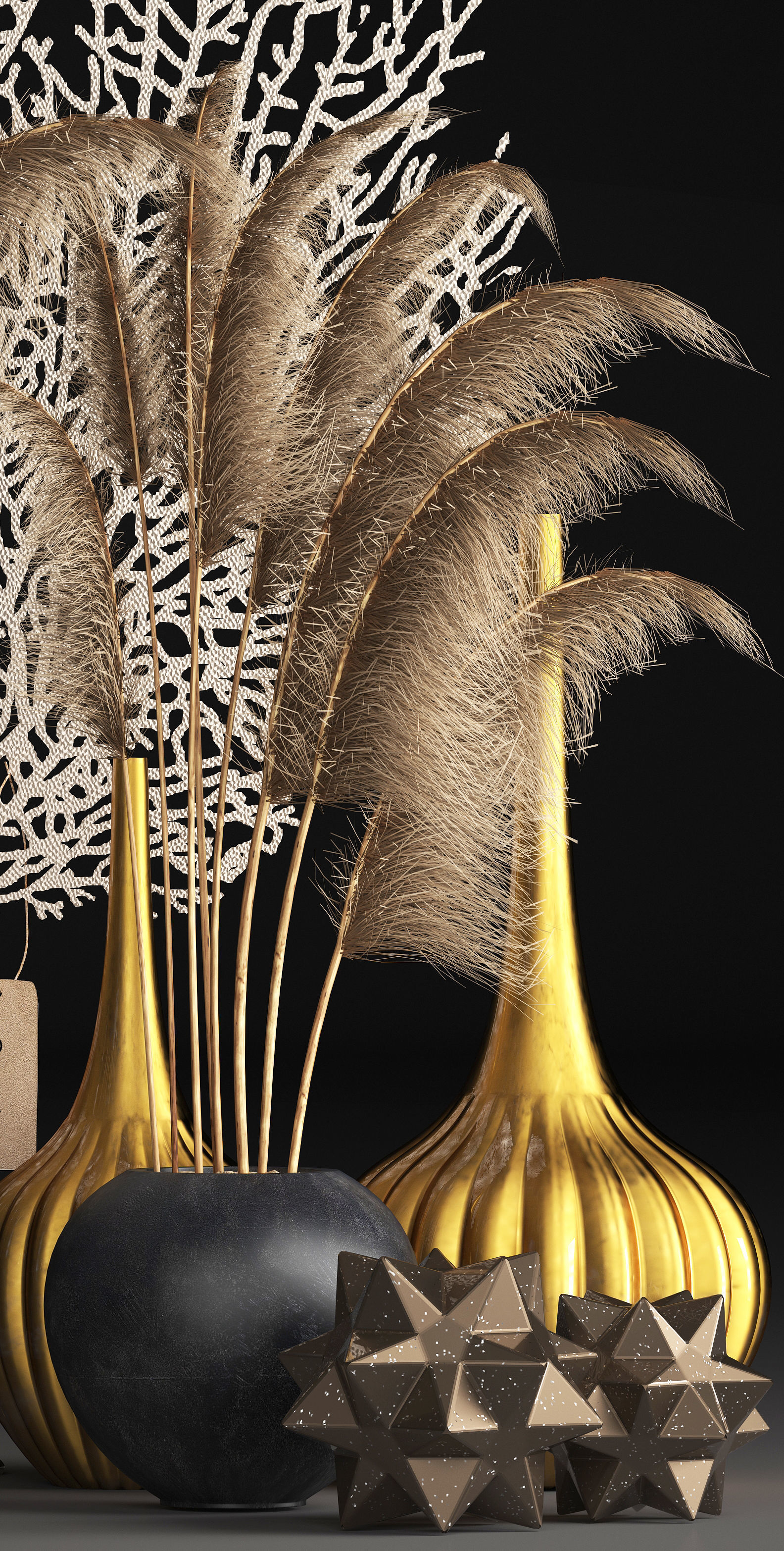 Decor with dry flowers Phragmites 3D model_1