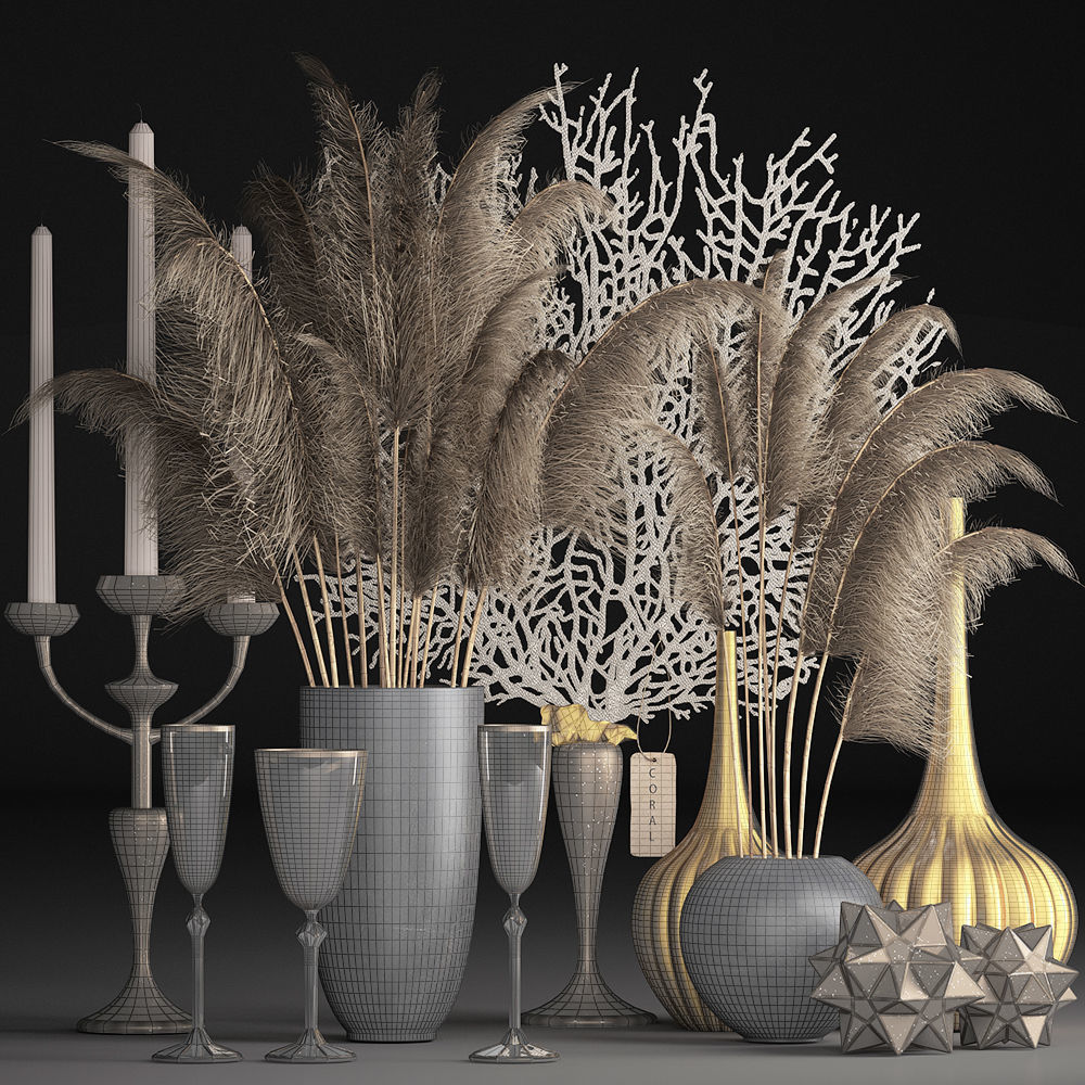 Decor with dry flowers Phragmites 3D model_6