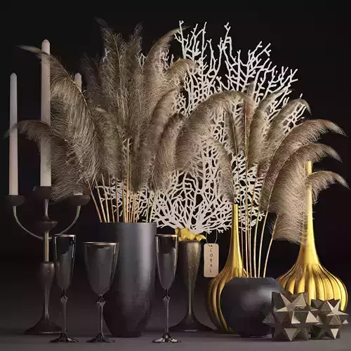 Decor with dry flowers Phragmites 3D model
