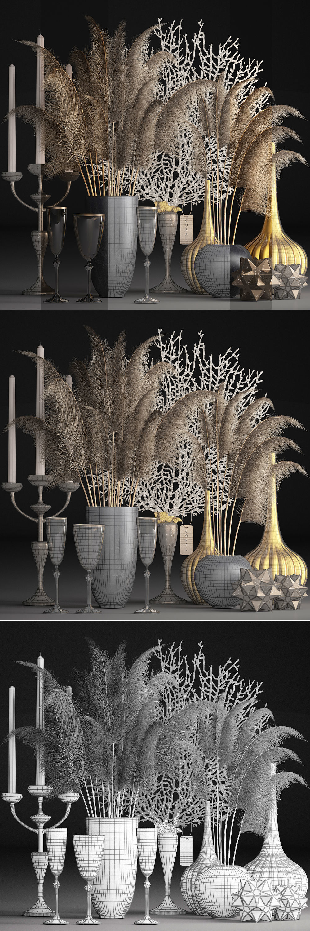 Decor with dry flowers Phragmites 3D model_4