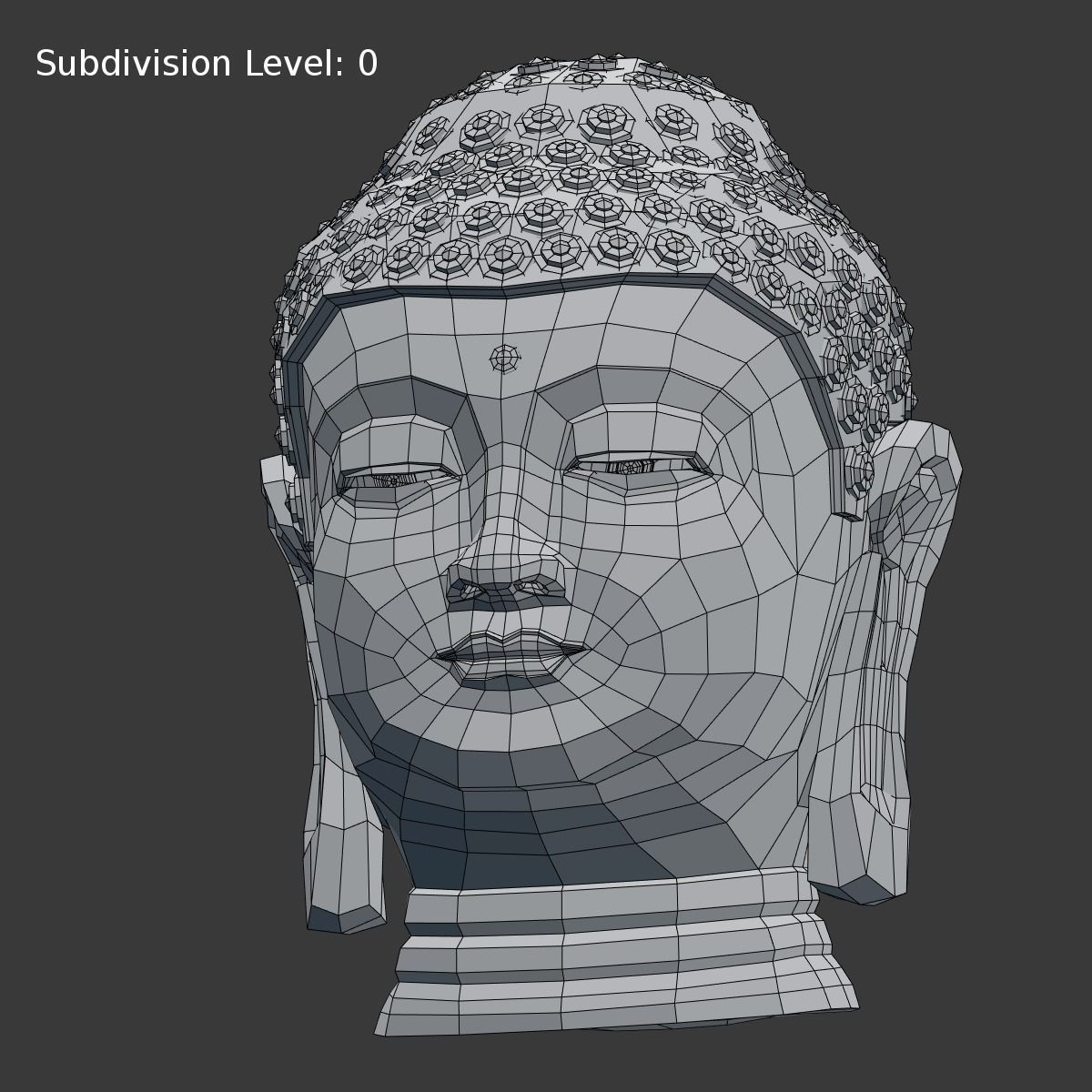 Buddha Head - Bust Low-poly 3D model_8