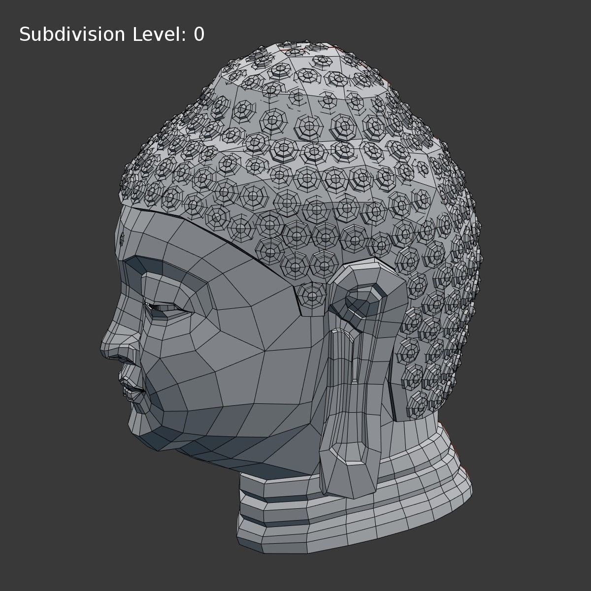 Buddha Head - Bust Low-poly 3D model_10