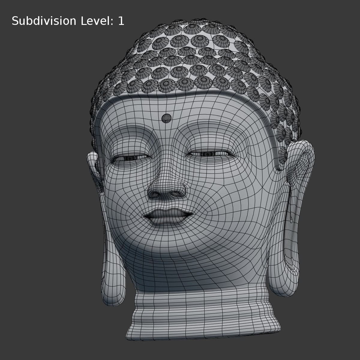 Buddha Head - Bust Low-poly 3D model_9