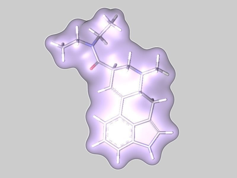 LSD Lysergic acid diethylamide molecule 3D model_1