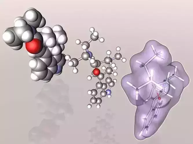 LSD Lysergic acid diethylamide molecule 3D model