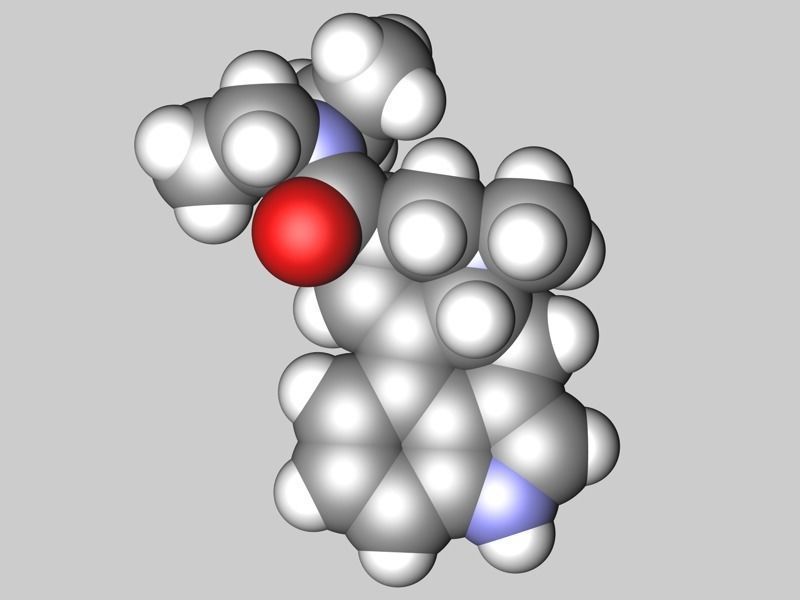 LSD Lysergic acid diethylamide molecule 3D model_4