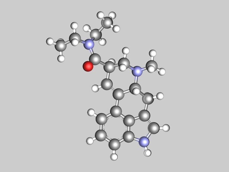 LSD Lysergic acid diethylamide molecule 3D model_3