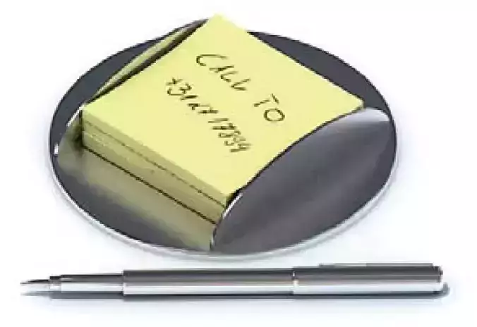 note 2 post-it holder with pen Free 3D model