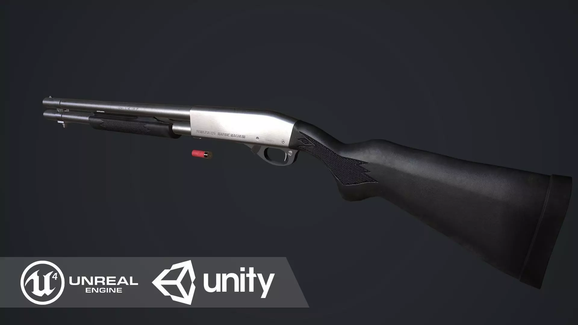 Remington 870 Marine Magnum Low-poly 3D model_0