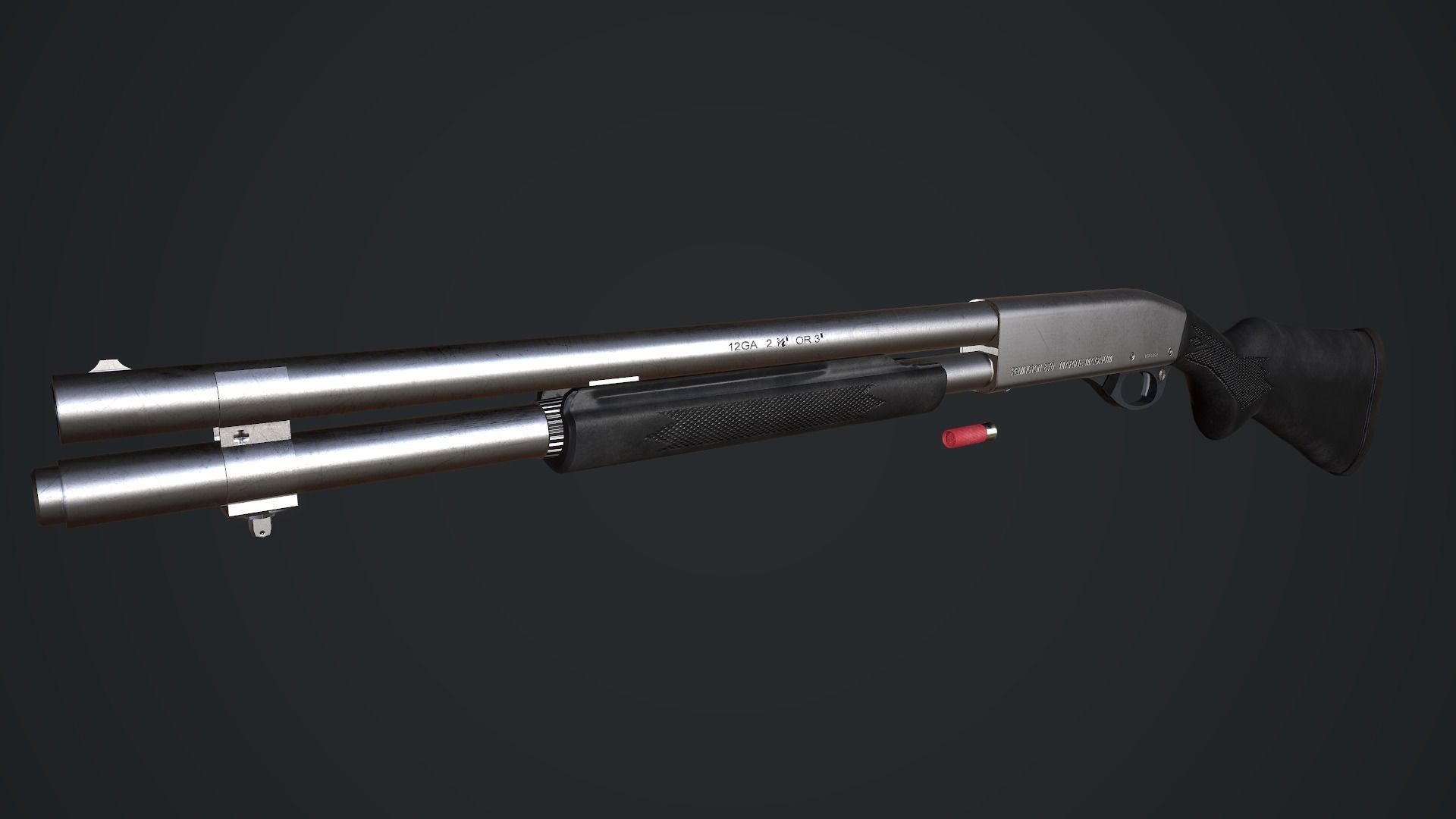 Remington 870 Marine Magnum Low-poly 3D model_6