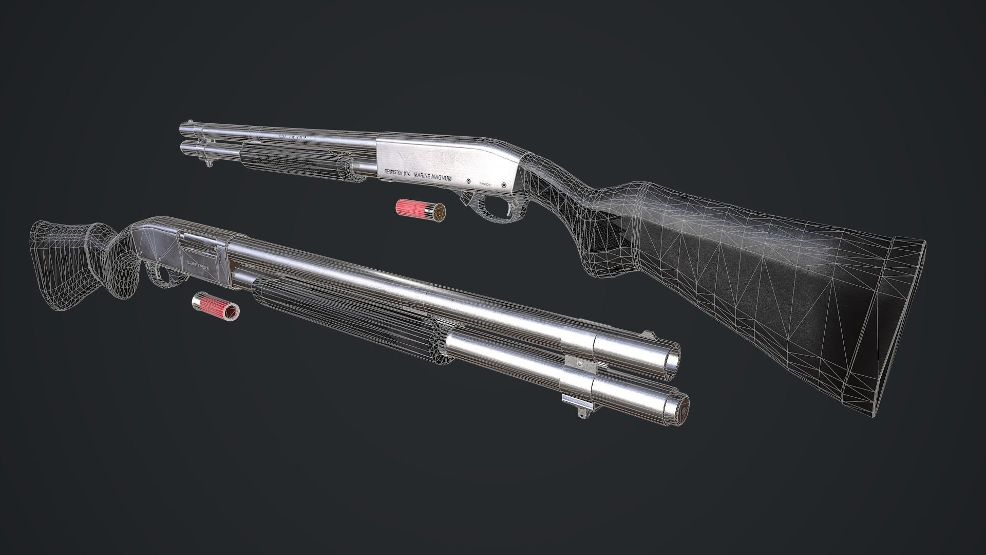Remington 870 Marine Magnum Low-poly 3D model_14
