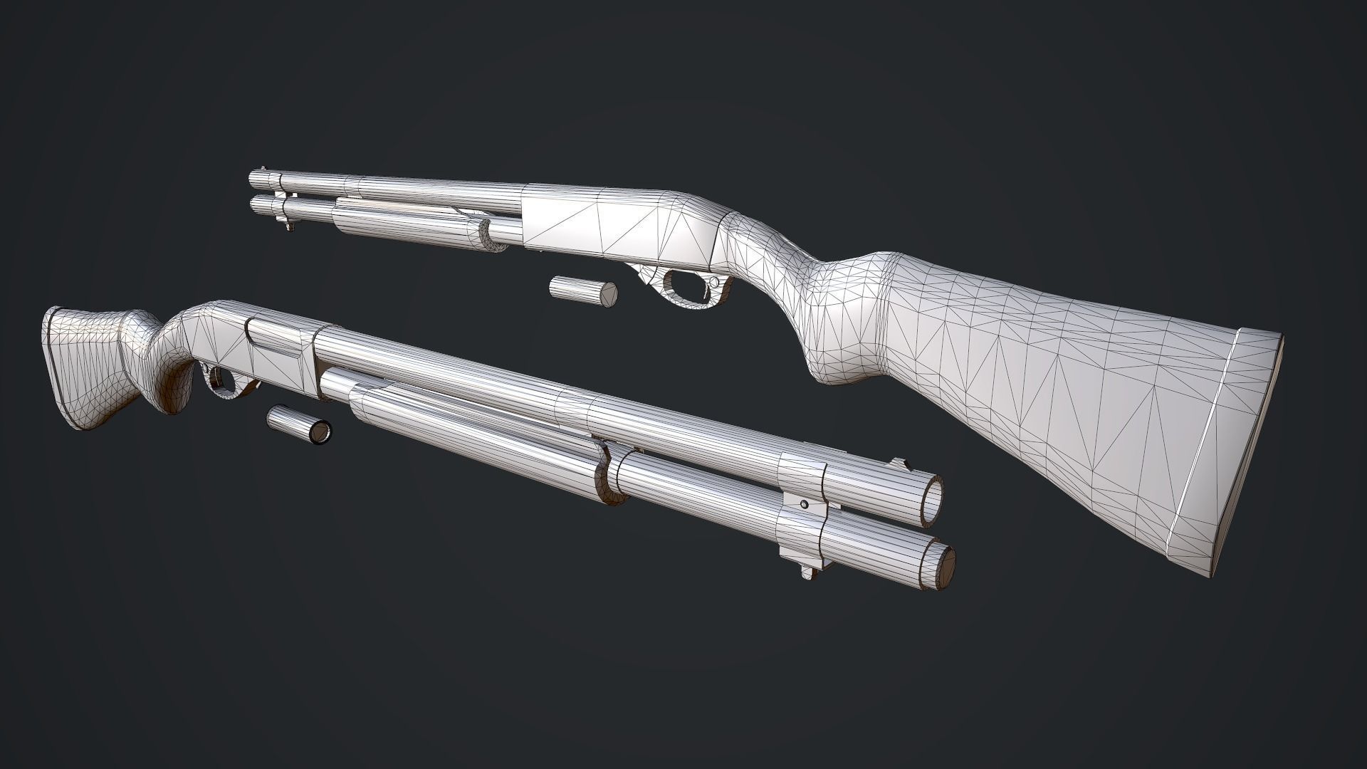 Remington 870 Marine Magnum Low-poly 3D model_15