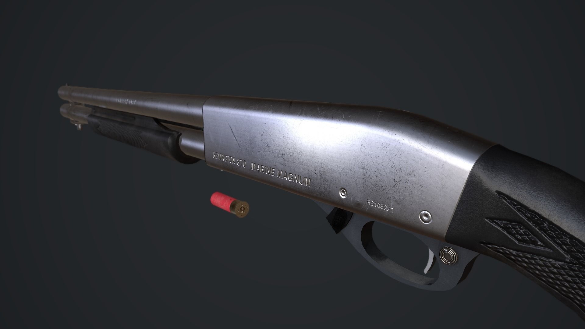 Remington 870 Marine Magnum Low-poly 3D model_7