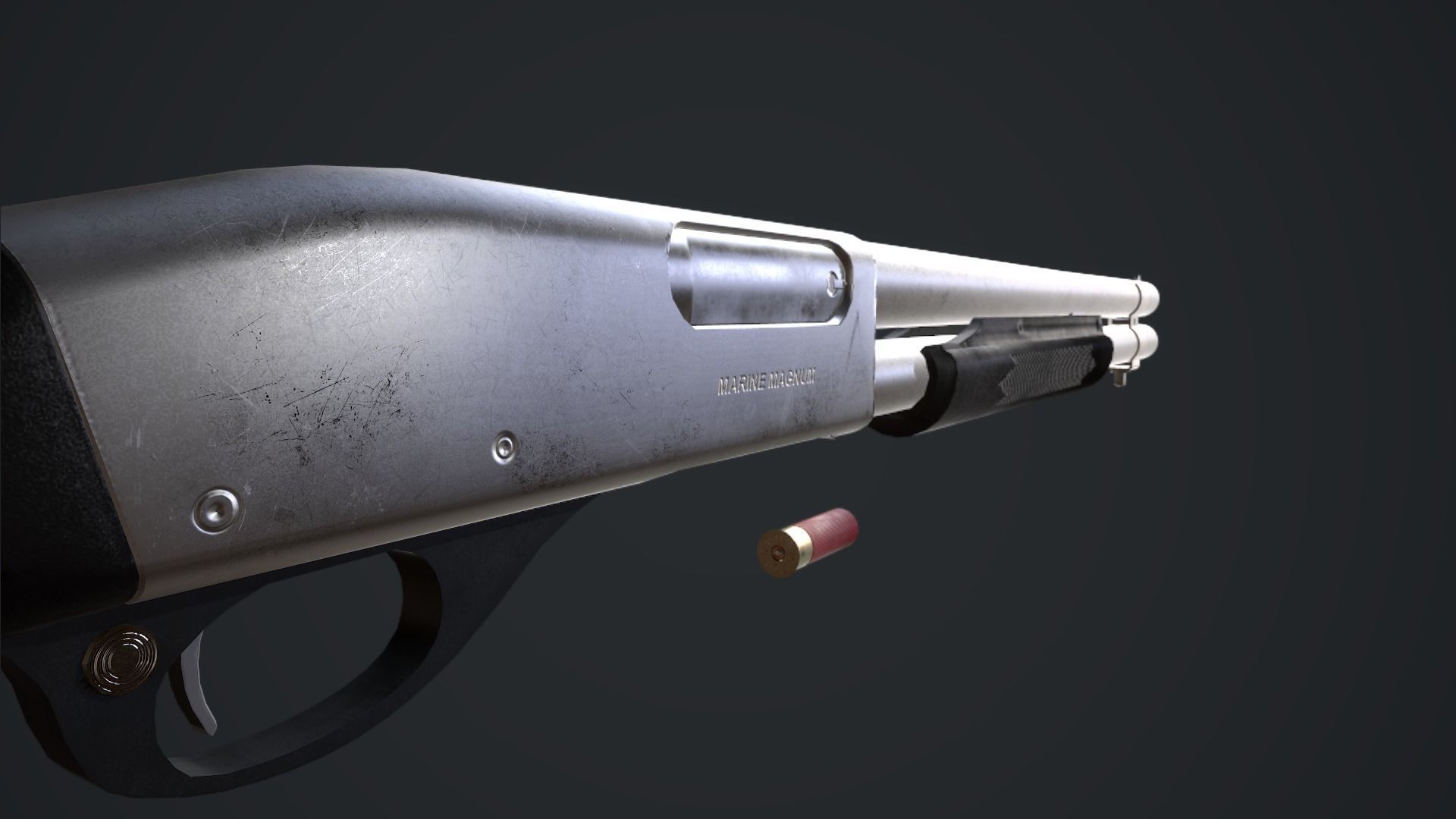 Remington 870 Marine Magnum Low-poly 3D model_9