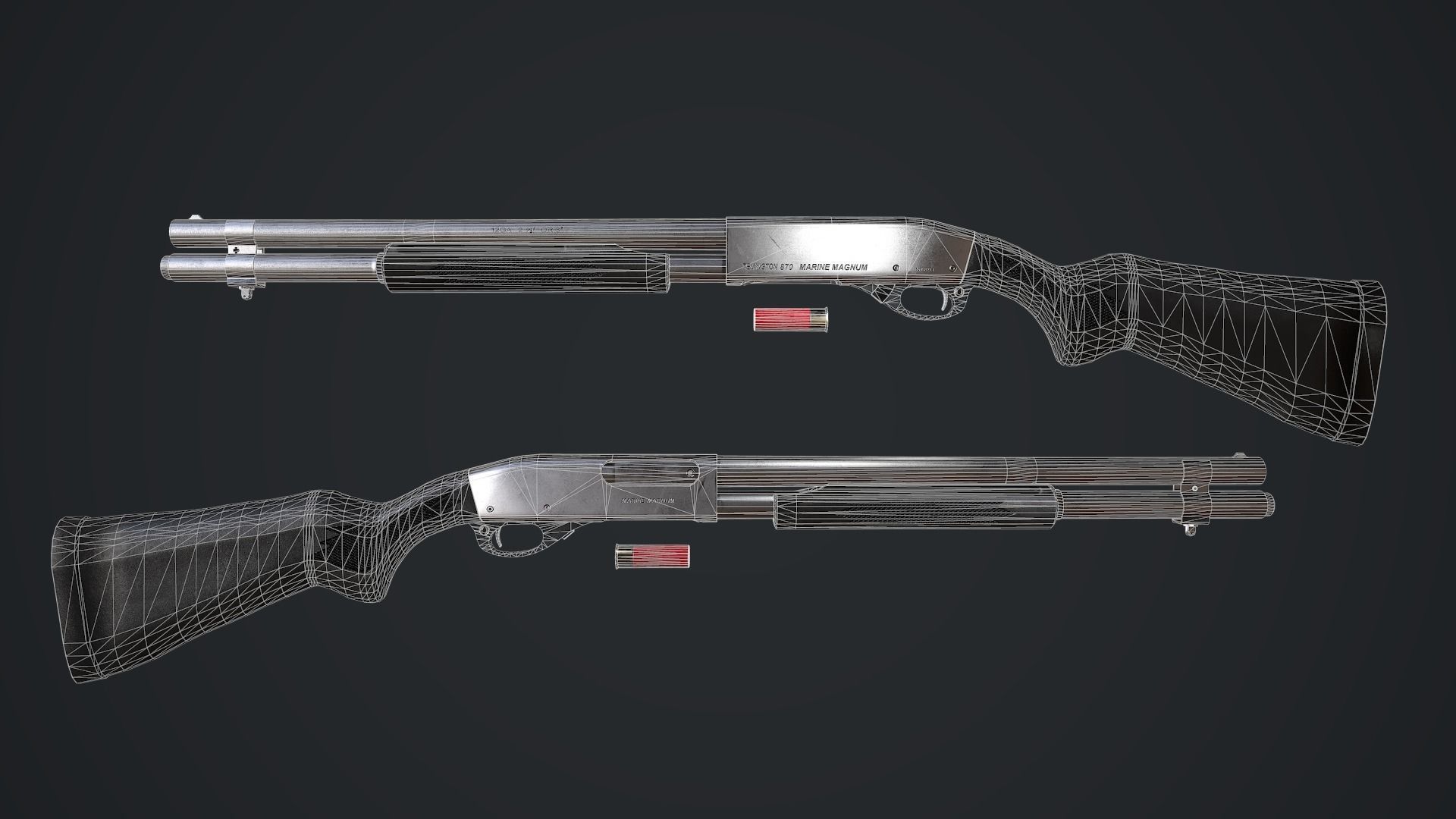 Remington 870 Marine Magnum Low-poly 3D model_12