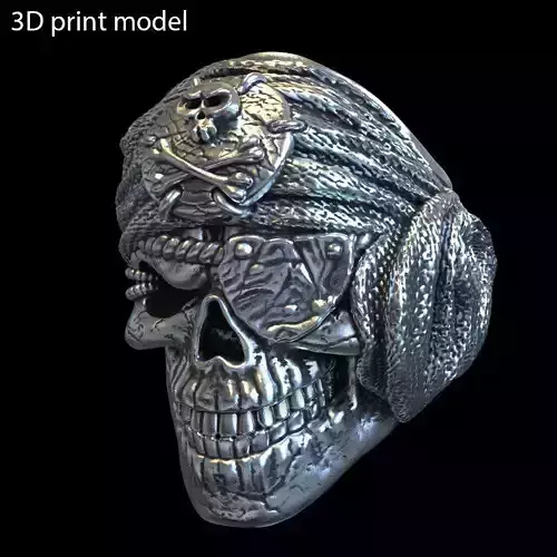 Skull ring jewelry pirate vol1 3D print model