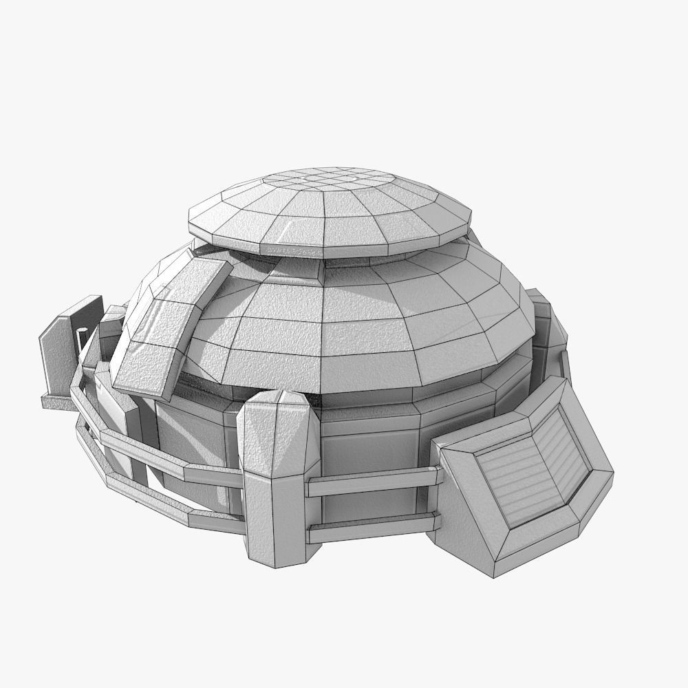 Low-poly Sci-fi Bunker Building Low-poly 3D model_10
