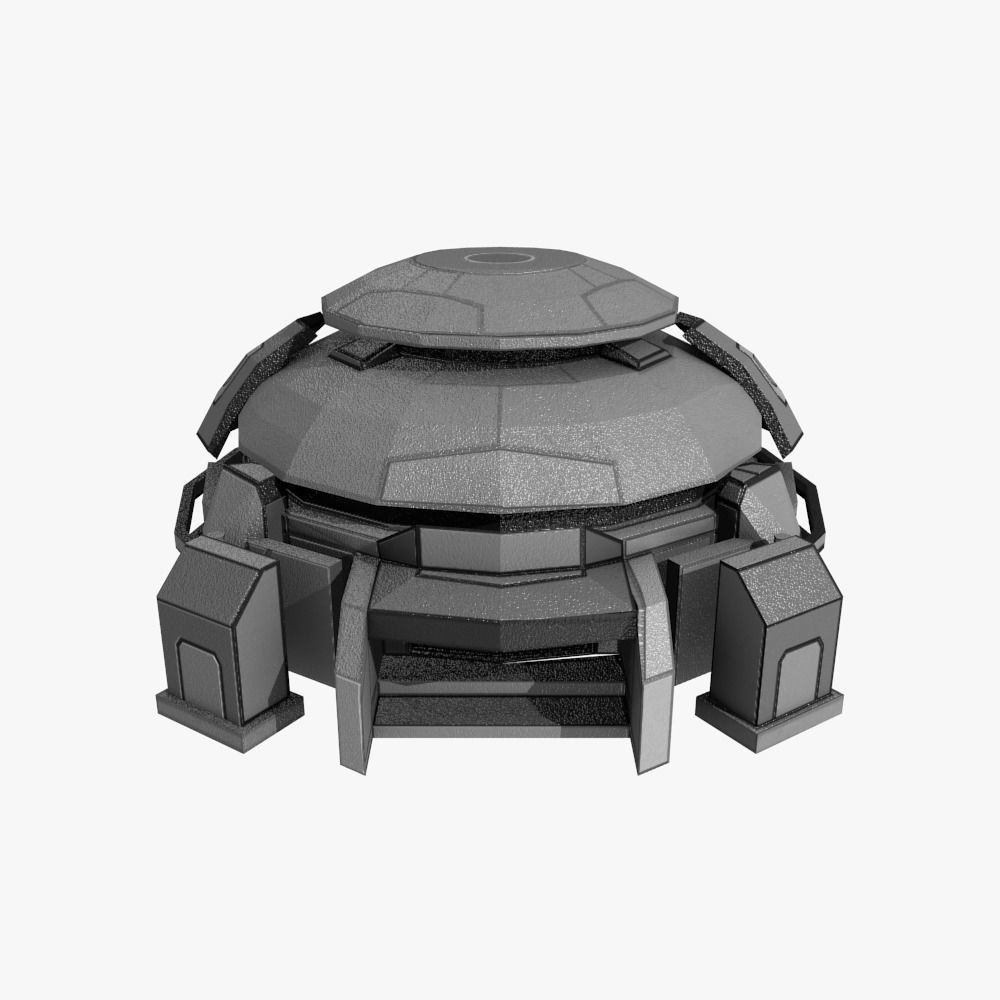 Low-poly Sci-fi Bunker Building Low-poly 3D model_1