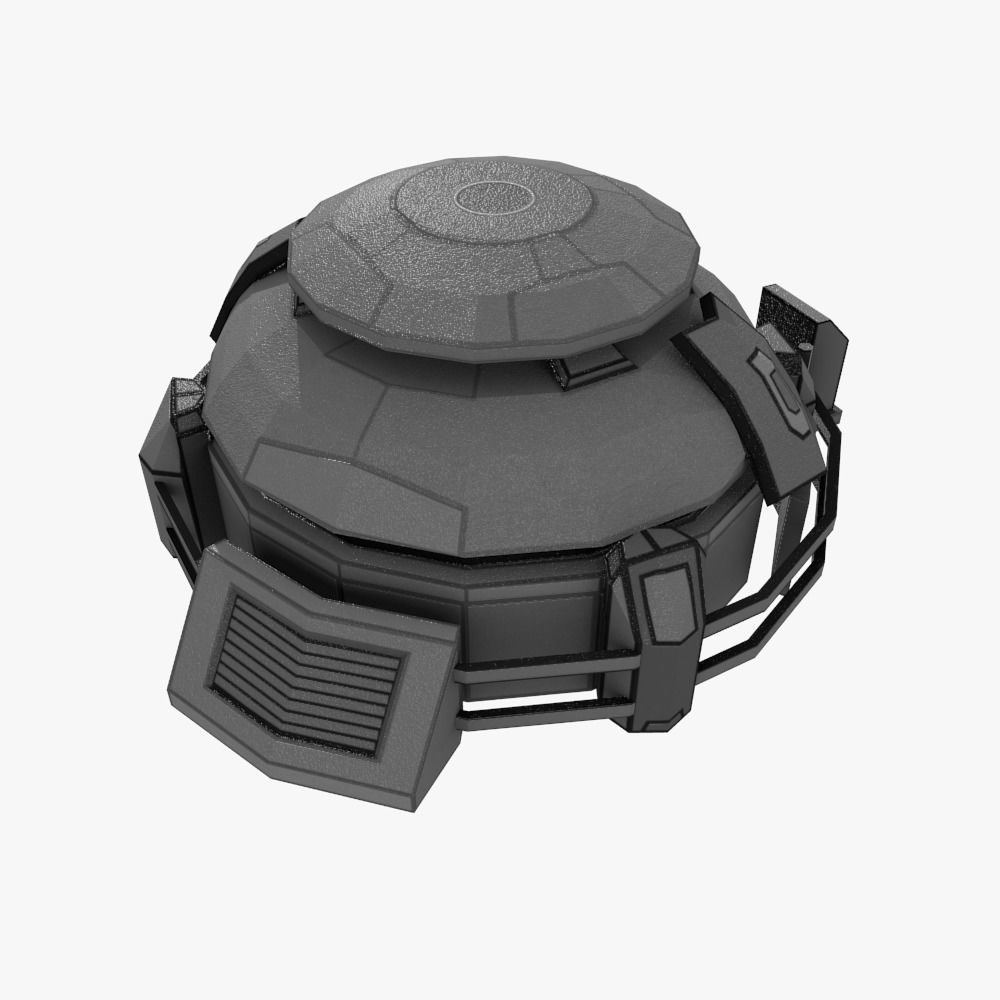 Low-poly Sci-fi Bunker Building Low-poly 3D model_5
